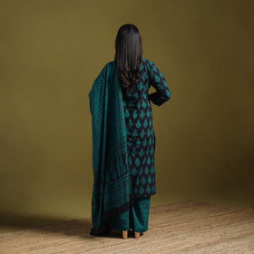 Natural Dyed Hand Block Bagh Print Cotton Suit Set with Dupatta for Women 06