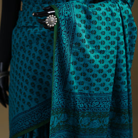 Green - Gamthi Hand Block Print Pure Mul Cotton Saree with Blouse Piece 33