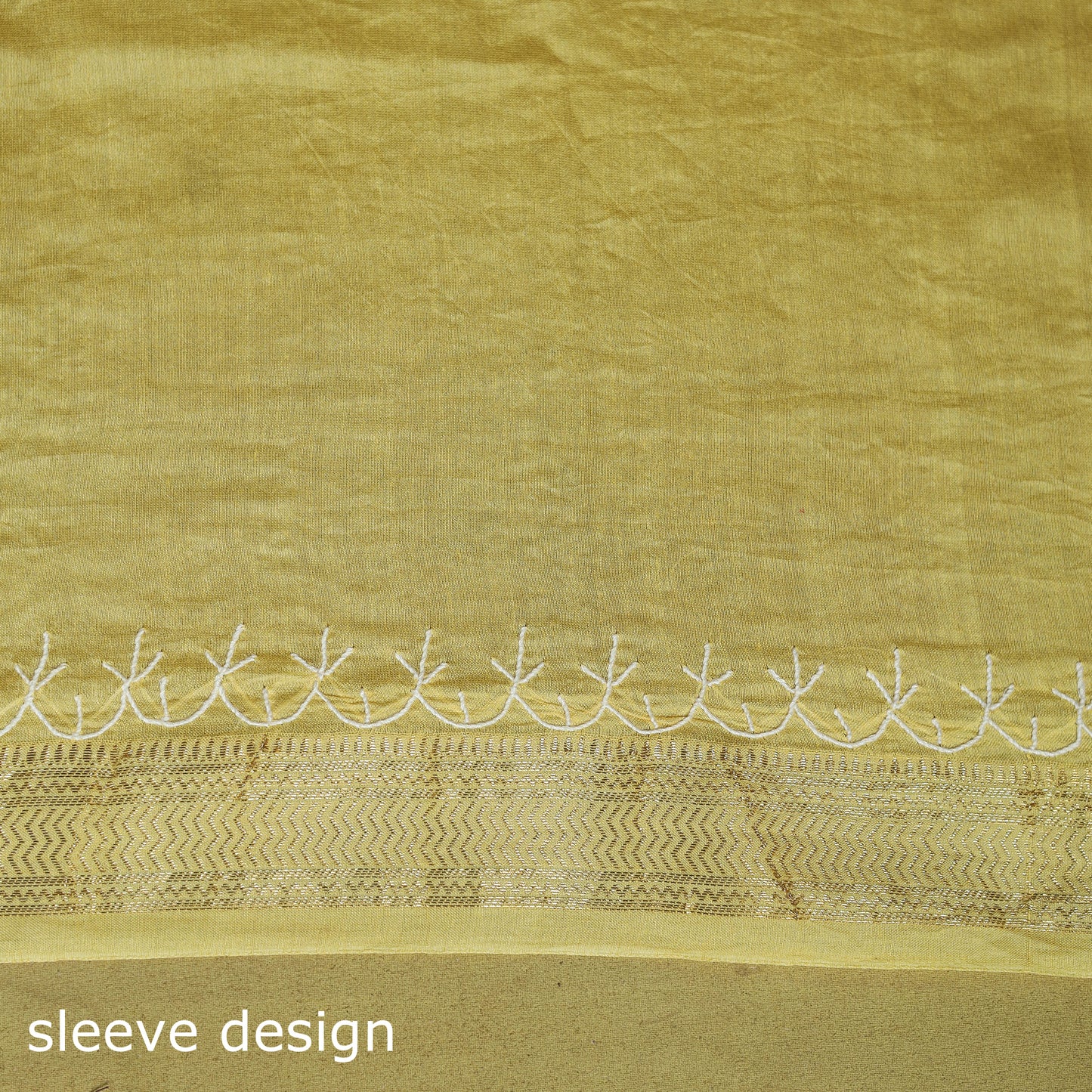 Yellow - hand embroidered chanderi silk zari border