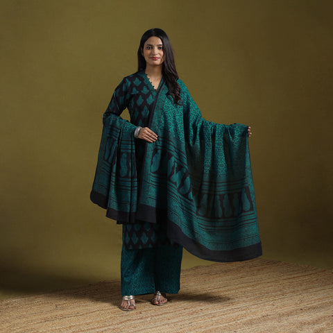 Natural Dyed Hand Block Bagh Print Cotton Suit Set with Dupatta for Women 06