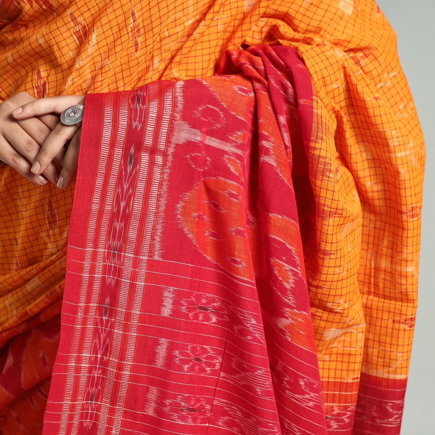 Yellow - Sambalpuri Ikat Weave Handloom Cotton Saree 01