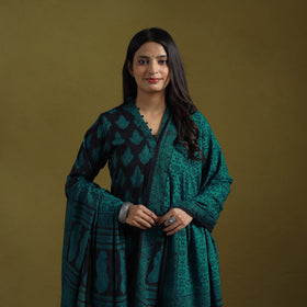 Natural Dyed Hand Block Bagh Print Cotton Suit Set with Dupatta for Women 06