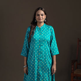 Bandhani Tie-Dye Cotton A-Line Long Kurta for Women 24