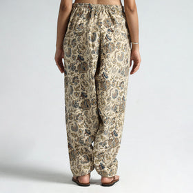 Beige - Pedana Kalamkari Block Printed Cotton Elasticated Salwar 27