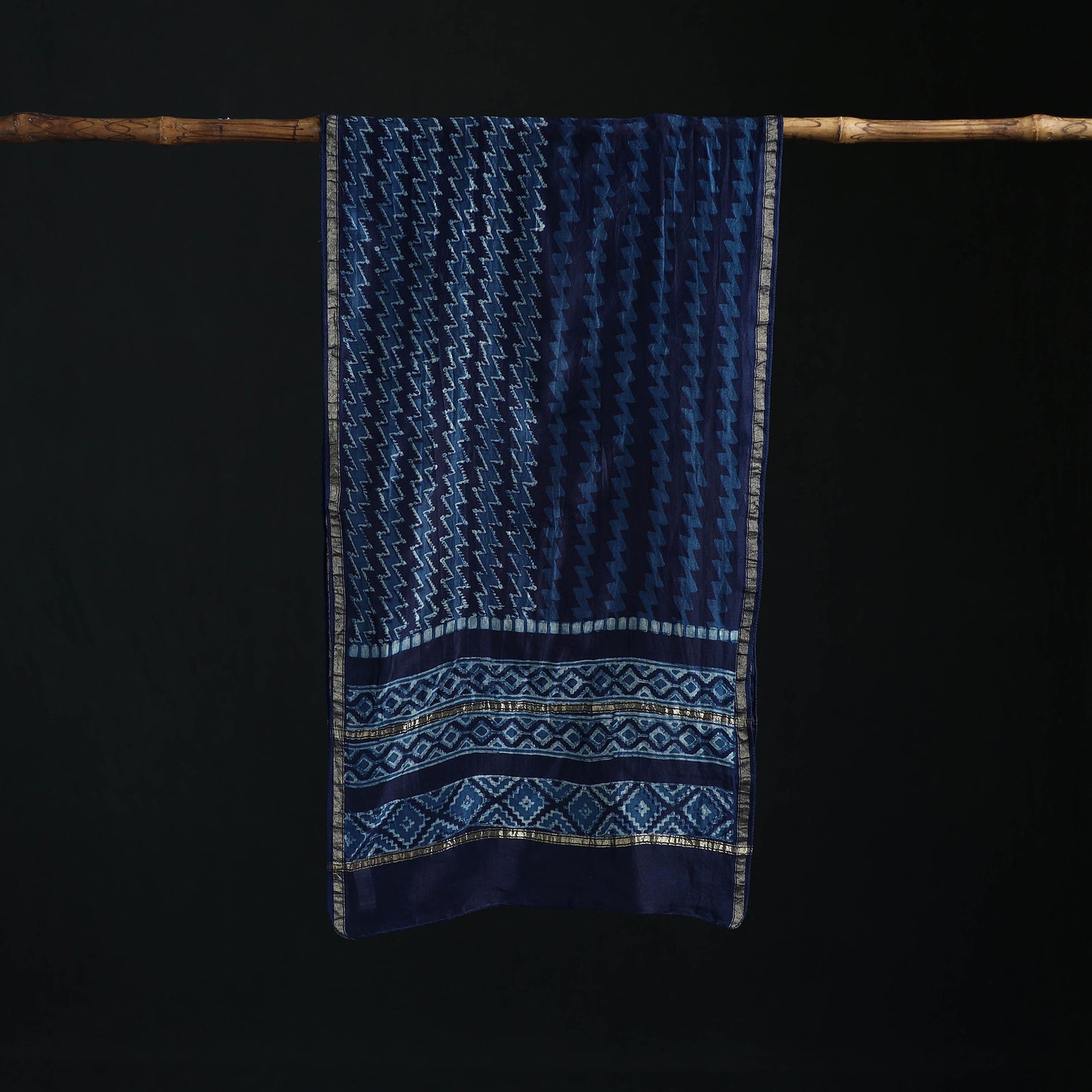 Akola Hand Block Print Chanderi Silk Handloom Stole 03