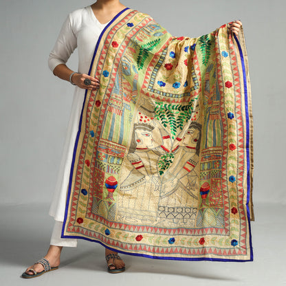 Phulkari Embroidery Silk Dupatta
