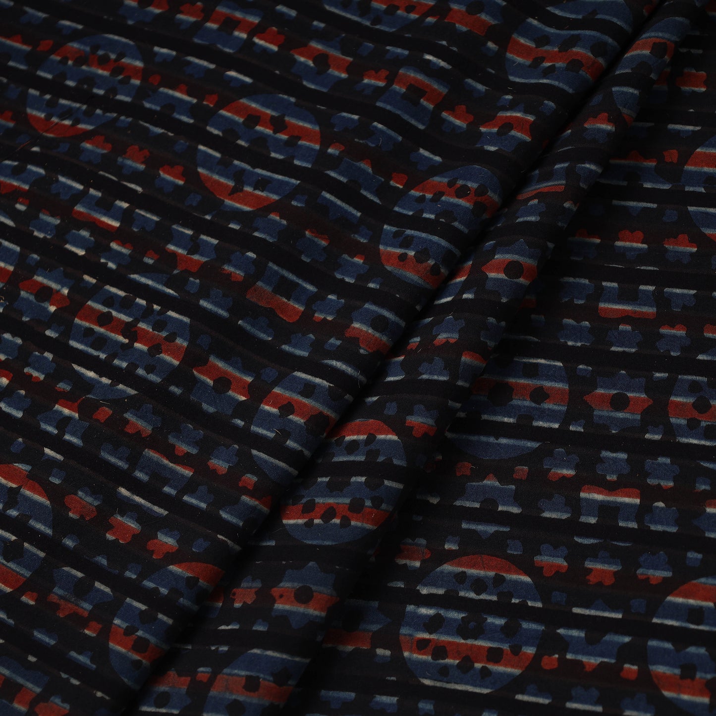 Brown Hand Block Print Cotton Ajrakh Fabric