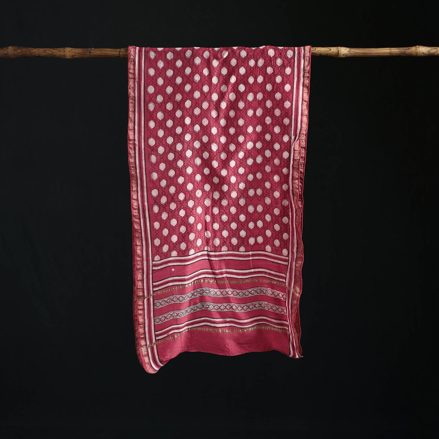 Akola Hand Block Print Chanderi Silk Handloom Stole 04