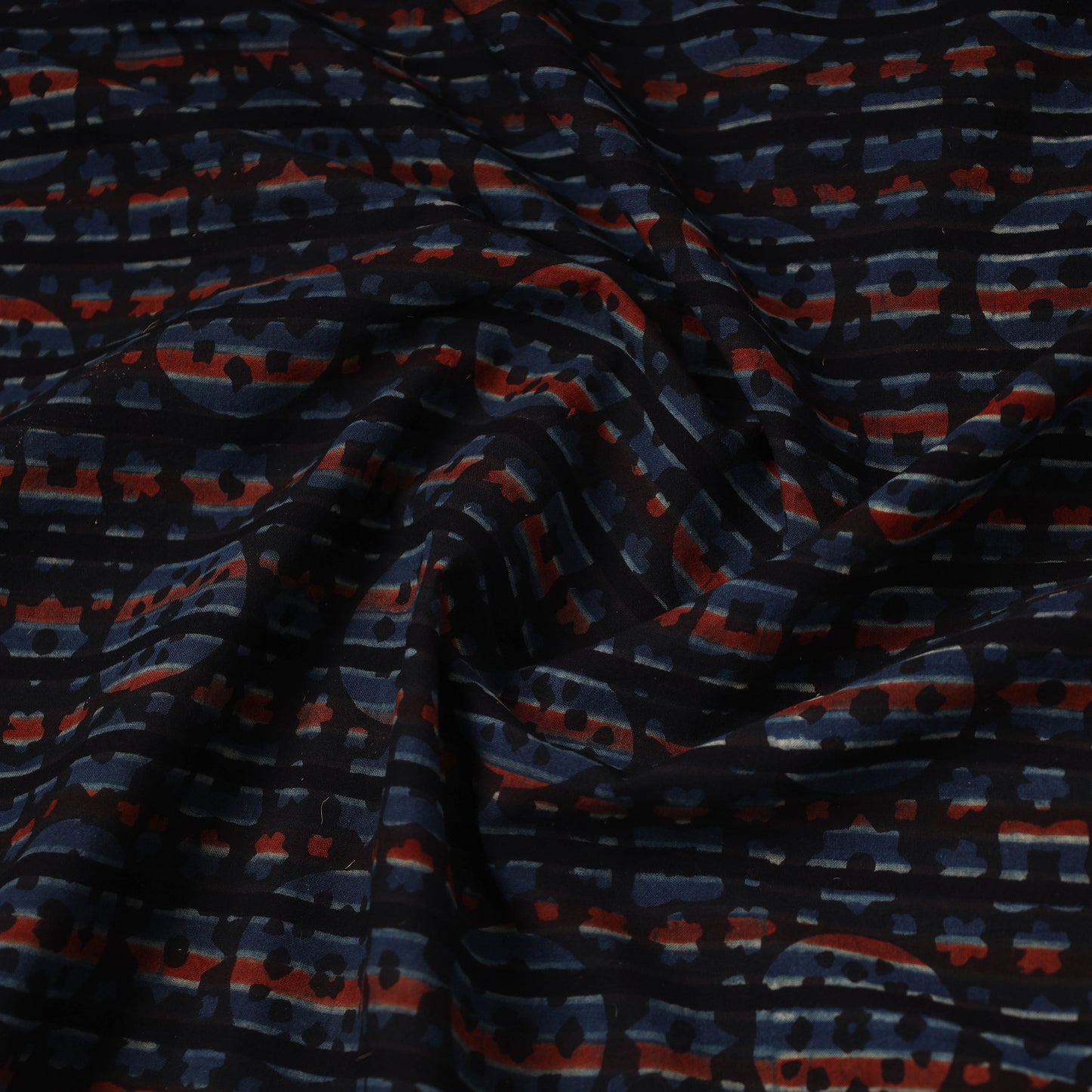 Brown Hand Block Print Cotton Ajrakh Fabric