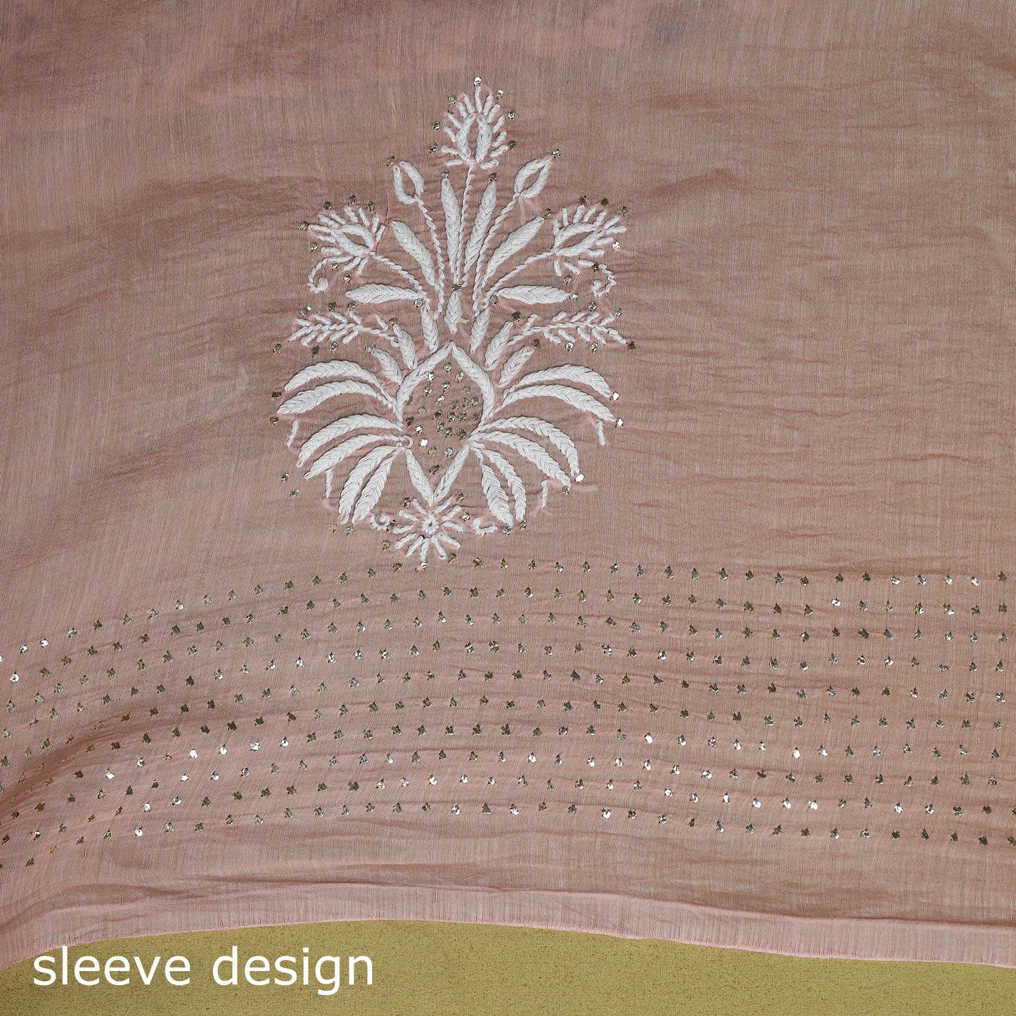 Pink - hand embroidered chanderi silk zari border
