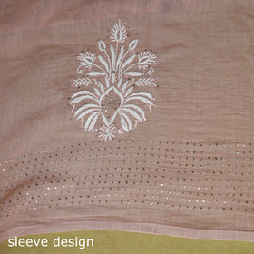 Pink - hand embroidered chanderi silk zari border
