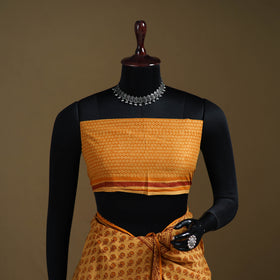 Yellow - Gamthi Hand Block Print Pure Mul Cotton Saree with Blouse Piece 34