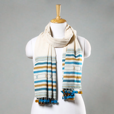 Beige - Kutch Kotay Weave Pure Handloom Cotton Stole