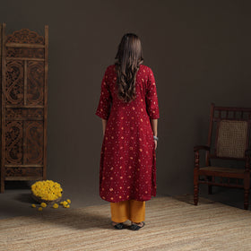 Bandhani Tie-Dye Cotton A-Line Long Kurta for Women 23