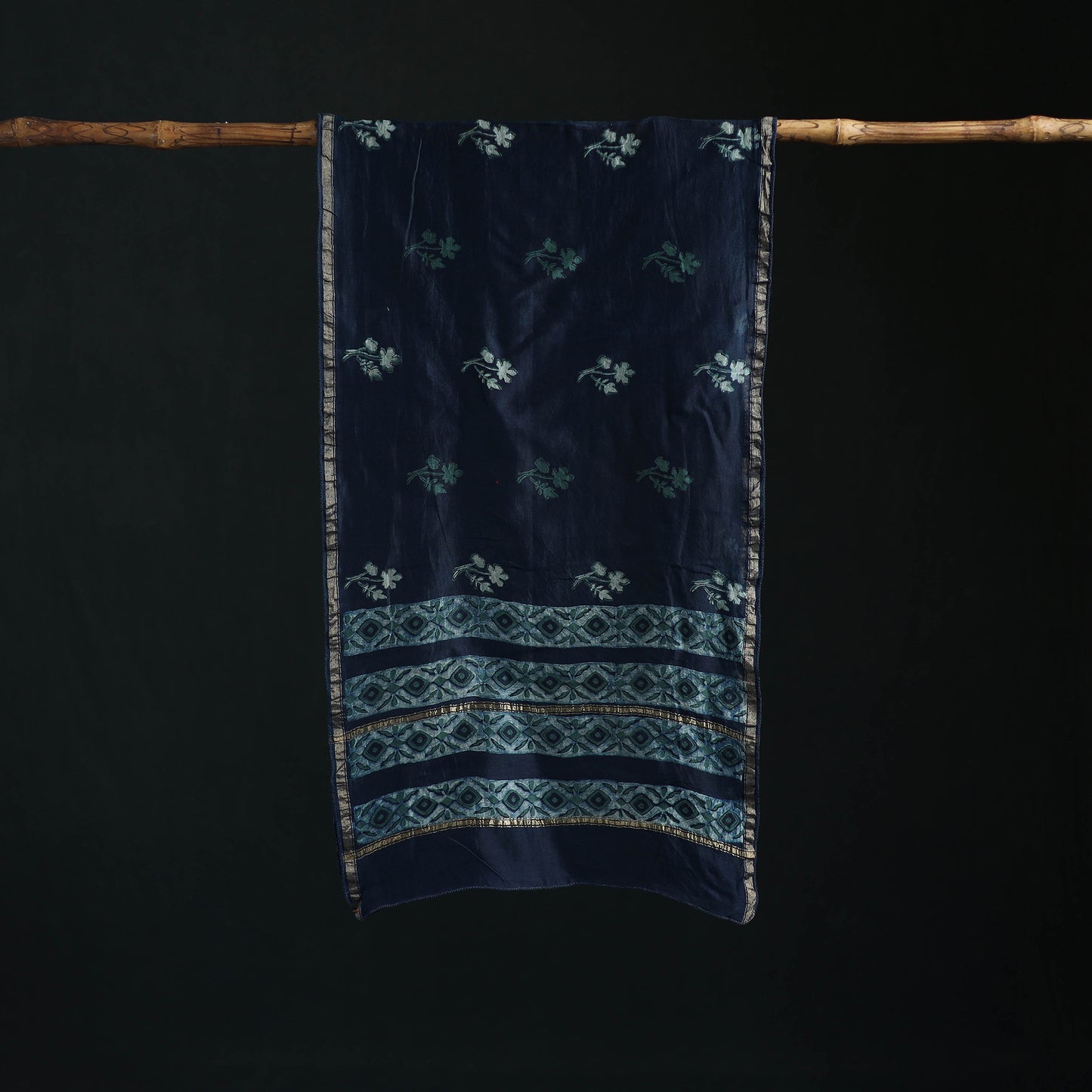 Akola Hand Block Print Chanderi Silk Handloom Stole 09