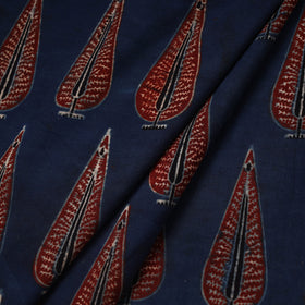 Blue Hand Block Print Cotton Ajrakh Fabric