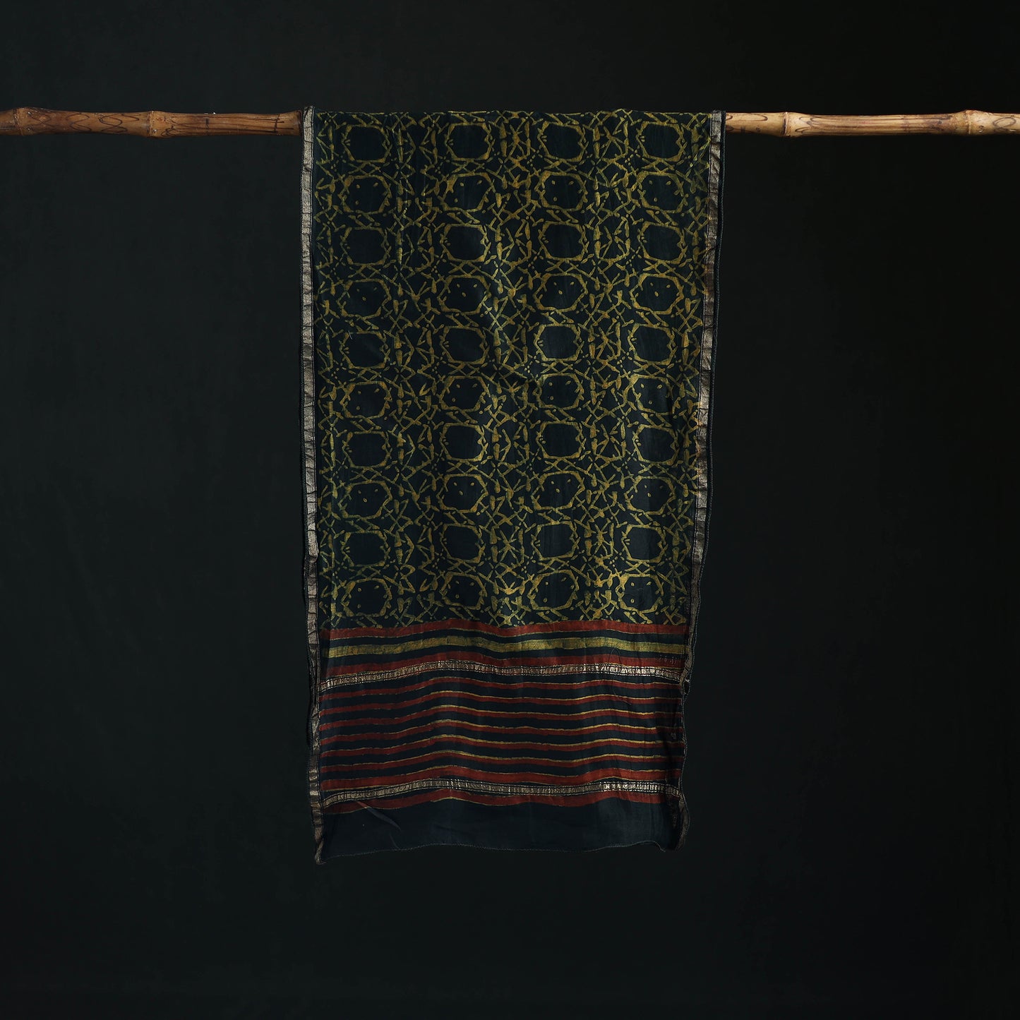Akola Hand Block Print Chanderi Silk Handloom Stole 10