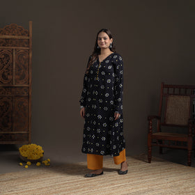 Bandhani Tie-Dye Cotton A-Line Long Kurta for Women 02