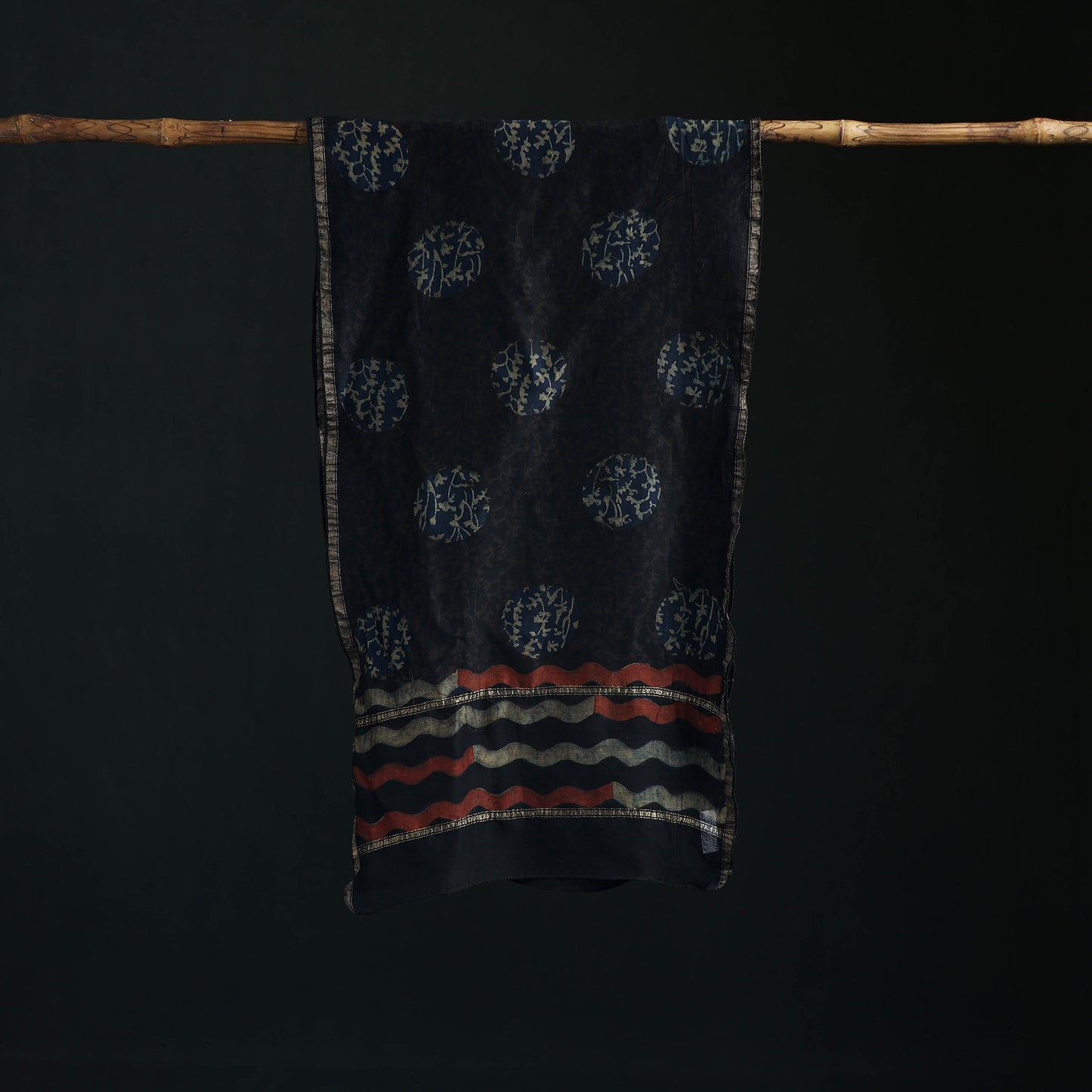 Akola Hand Block Print Chanderi Silk Handloom Stole 11