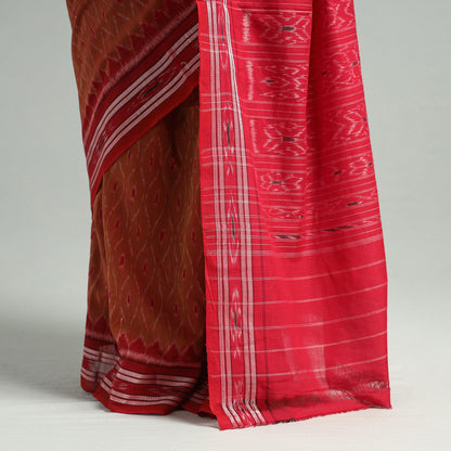 Orange - Sambalpuri Ikat Weave Handloom Cotton Saree 03