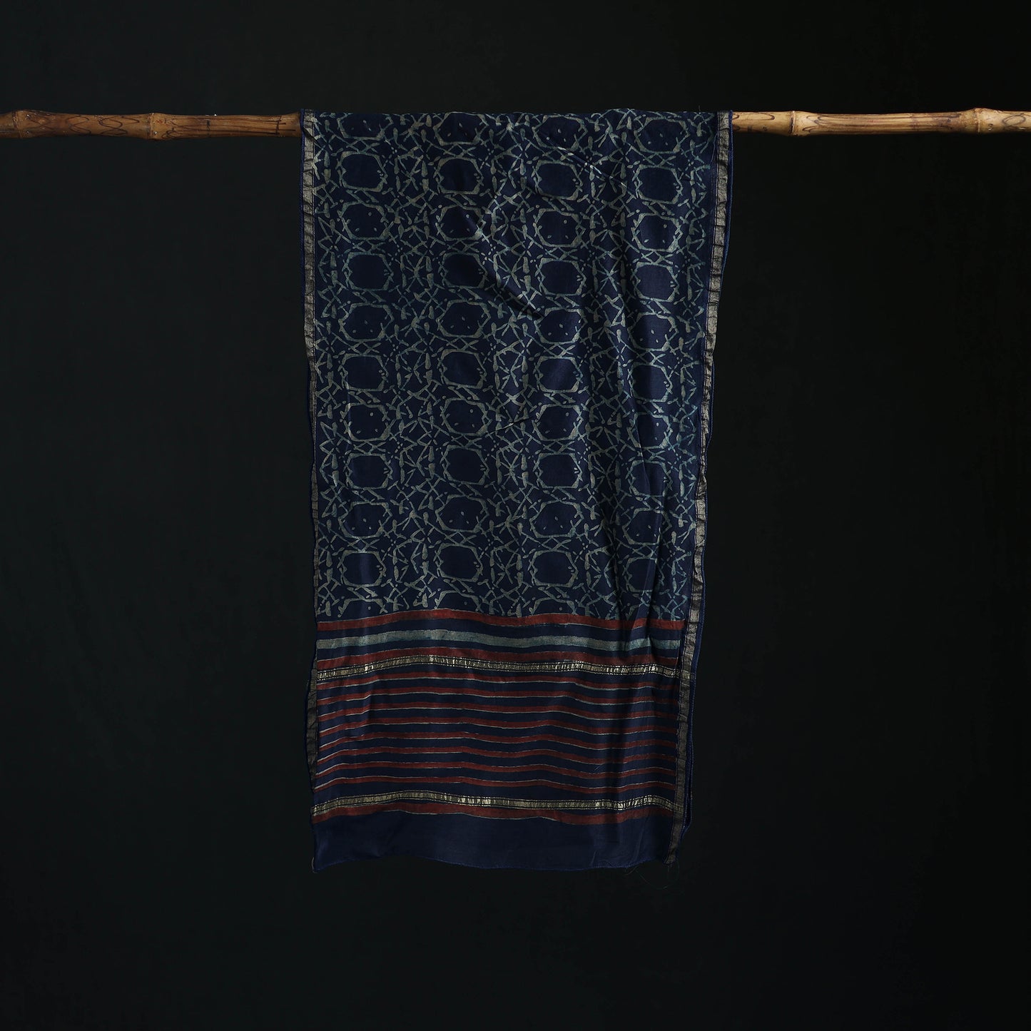 Akola Hand Block Print Chanderi Silk Handloom Stole 12