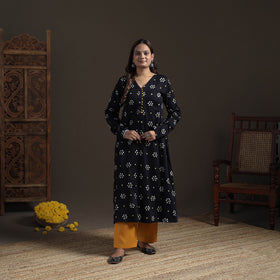 Bandhani Tie-Dye Cotton A-Line Long Kurta for Women 02