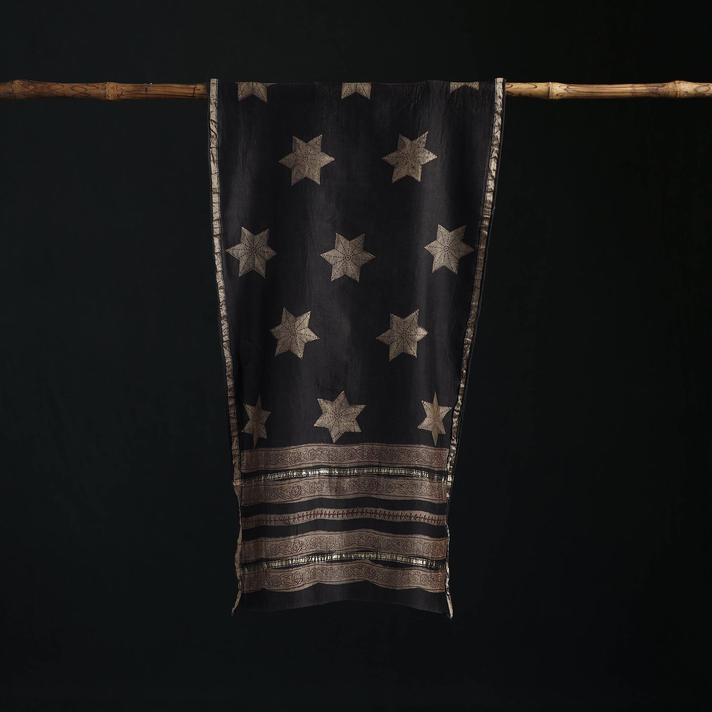 Akola Hand Block Print Chanderi Silk Handloom Stole 14