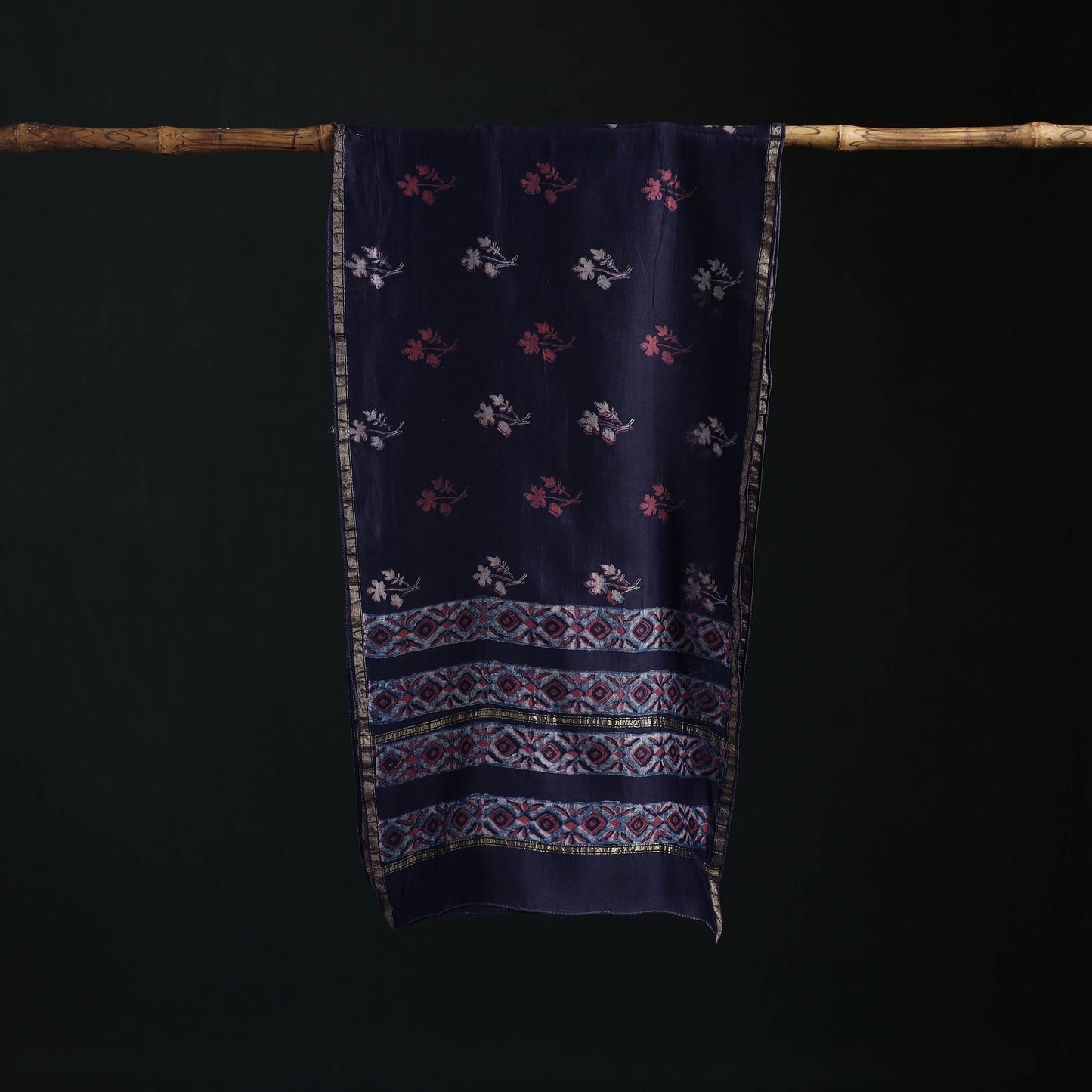 Akola Hand Block Print Chanderi Silk Handloom Stole 17