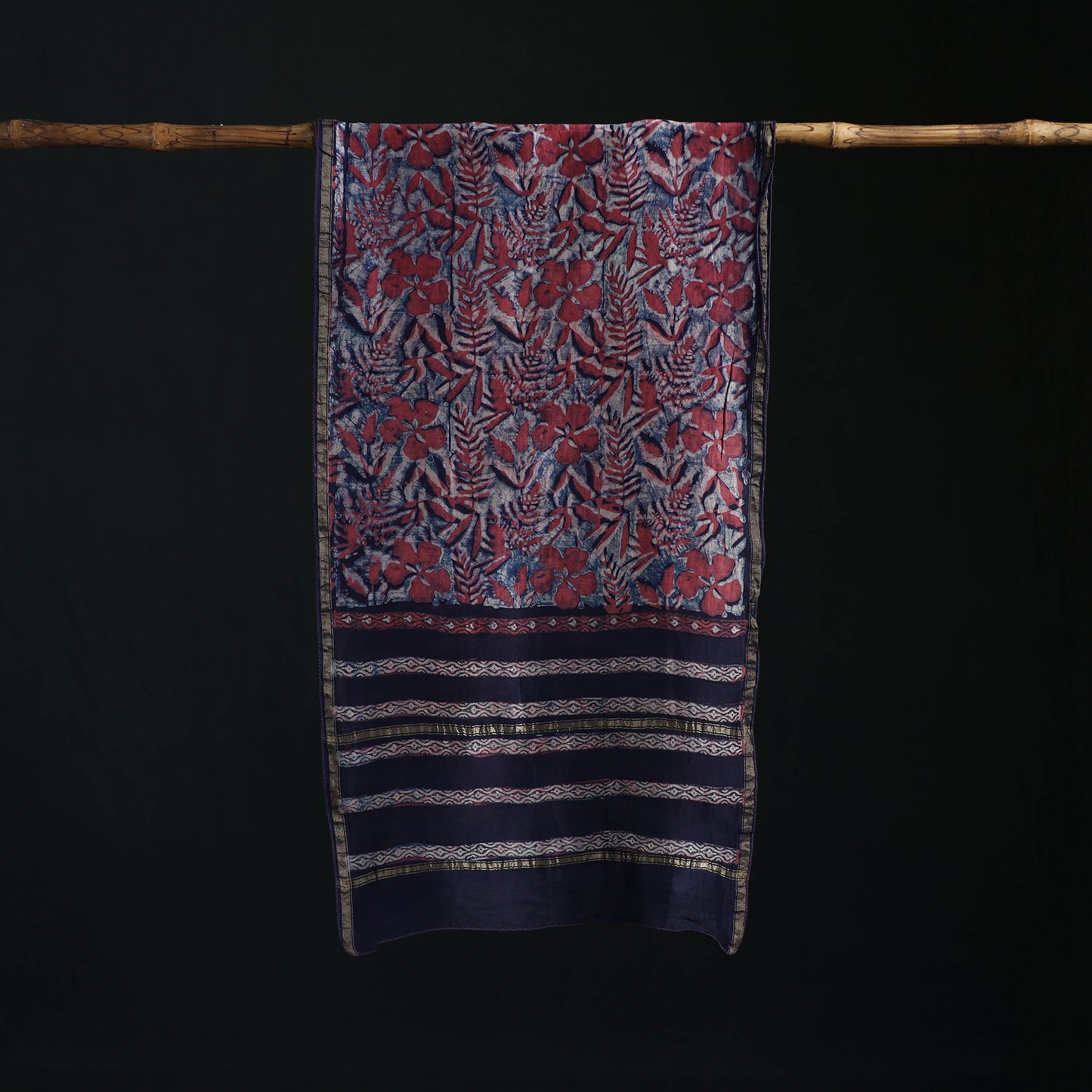 Akola Hand Block Print Chanderi Silk Handloom Stole 19