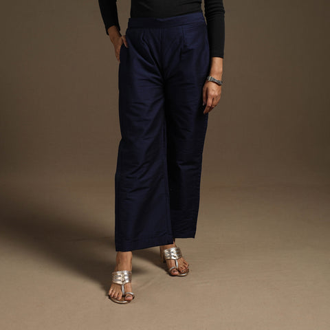 Slub Silk Elasticated Plain Palazzo 08