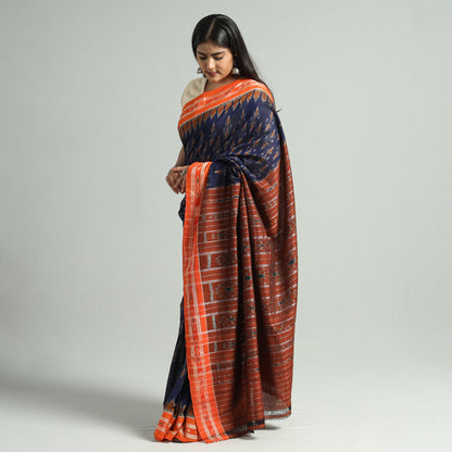 Blue - Sambalpuri Ikat Weave Handloom Cotton Saree 05