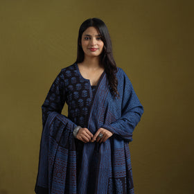 Natural Dyed Hand Block Bagh Print Cotton Suit Set with Dupatta for Women 03