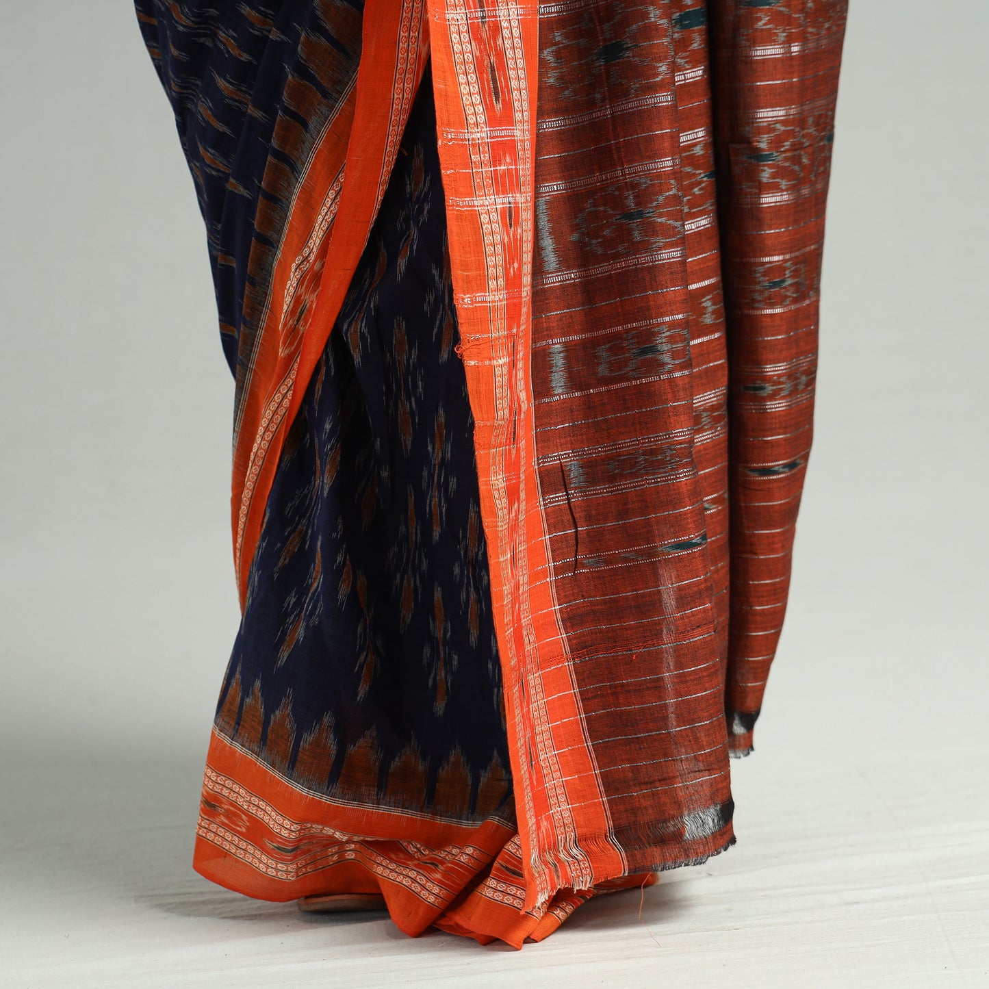 Blue - Sambalpuri Ikat Weave Handloom Cotton Saree 05
