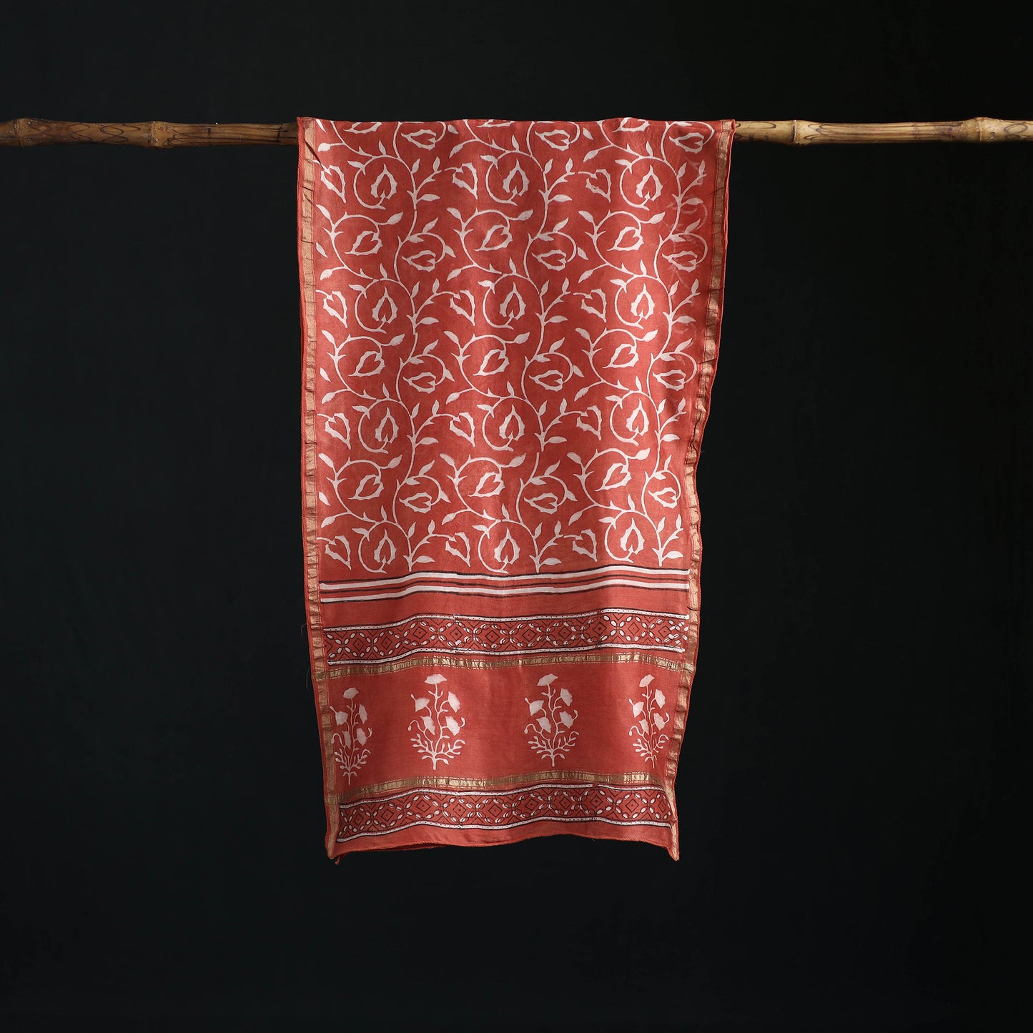 Akola Hand Block Print Chanderi Silk Handloom Stole 25