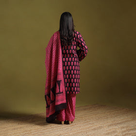 Natural Dyed Hand Block Bagh Print Cotton Suit Set with Dupatta for Women 20