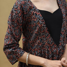 Buy Block Print Cotton Multicolor Flared Ajrakh Dress