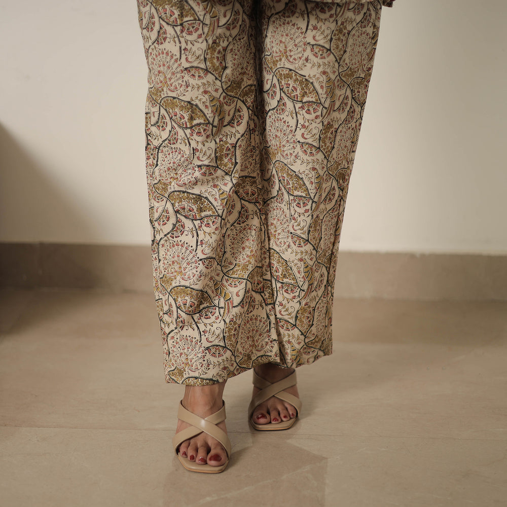 Beige - Block Printed Cotton Kalamkari Co-ord Set 04