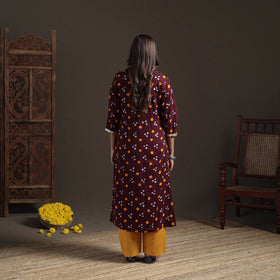 Gota Work Bandhani Tie-Dye Cotton Straight Long Kurta for Women 20