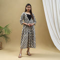 Buy Beige Block Print Cotton Flared Ajrakh Dress