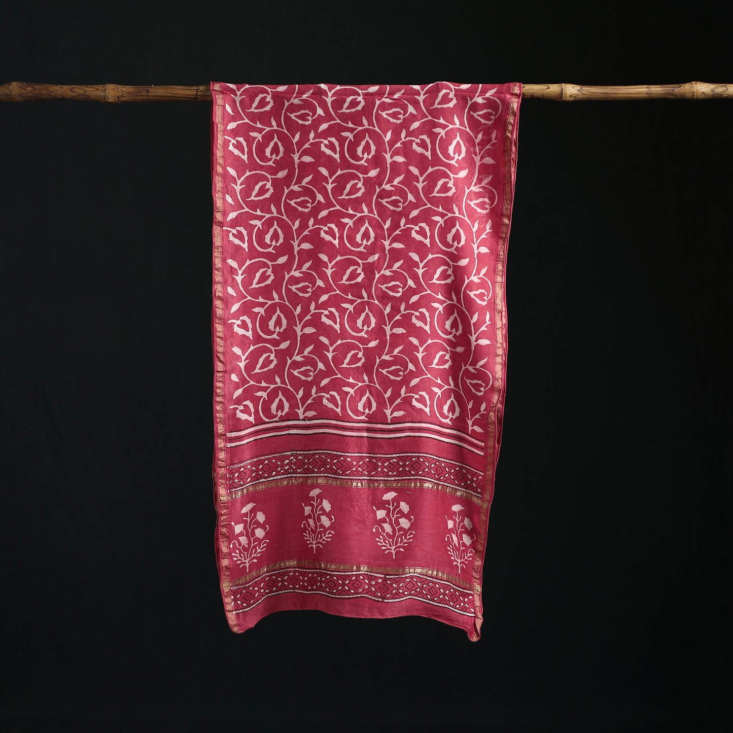 Akola Hand Block Print Chanderi Silk Handloom Stole 29