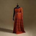 Orange - Gamthi Hand Block Print Pure Mul Cotton Saree with Blouse Piece 39