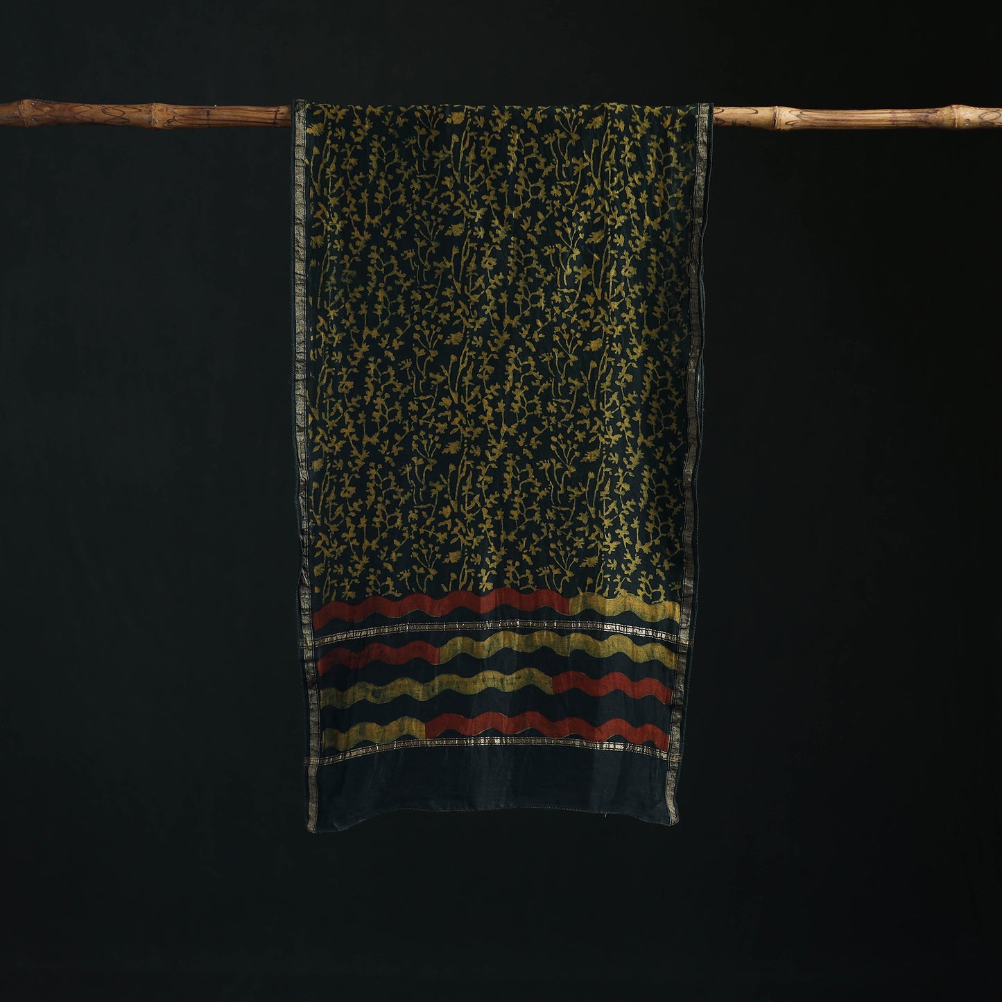 Akola Hand Block Print Chanderi Silk Handloom Stole 31