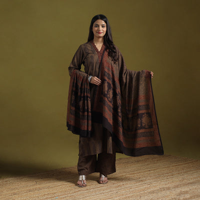 Natural Dyed Hand Block Bagh Print Cotton Suit Set with Dupatta for Women 08