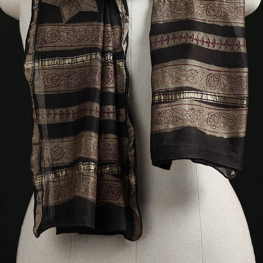 Akola Hand Block Print Chanderi Silk Handloom Stole 14