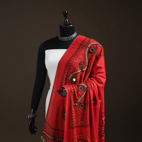 Kutch Hand Embroidered Mirror Work Printed Cotton Dupatta 02