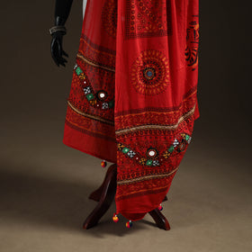 Kutch Hand Embroidered Mirror Work Printed Cotton Dupatta 02