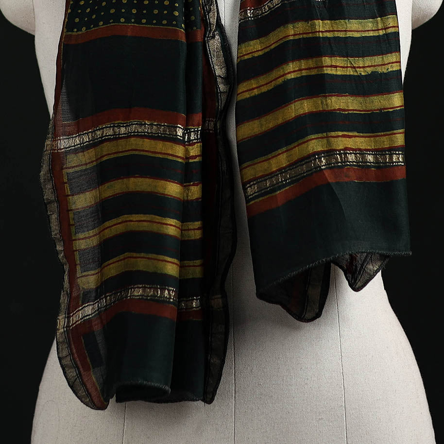 Akola Hand Block Print Chanderi Silk Handloom Stole 15