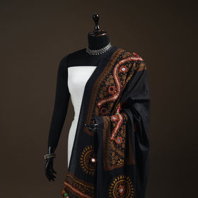 Kutch Hand Embroidered Mirror Work Printed Cotton Dupatta 01