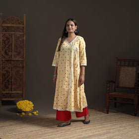 Gota Work Bandhani Tie-Dye Cotton A-Line Long Kurta for Women 14