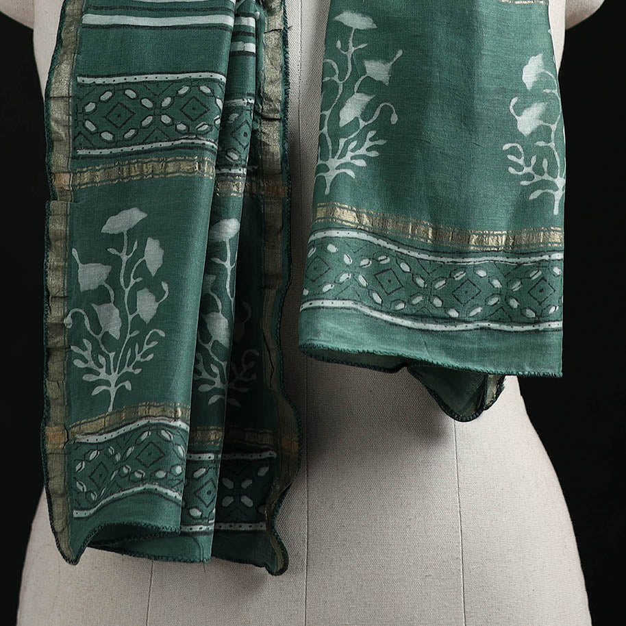 Akola Hand Block Print Chanderi Silk Handloom Stole 16